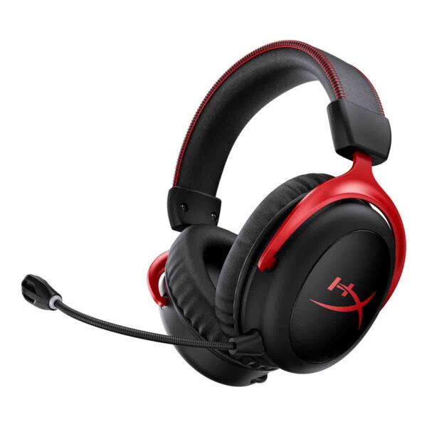 auriculares hyperx cloud II con sujecion y logo color rojo vista lateral